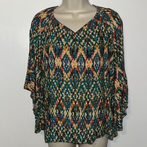 CATO Southwestern Aztec Print 3/4 Sleeve Blouse Women’s M Medium